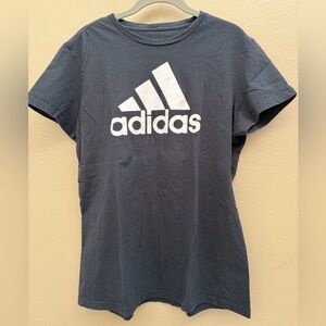 Preloved Adidas Black Tee with White Logo